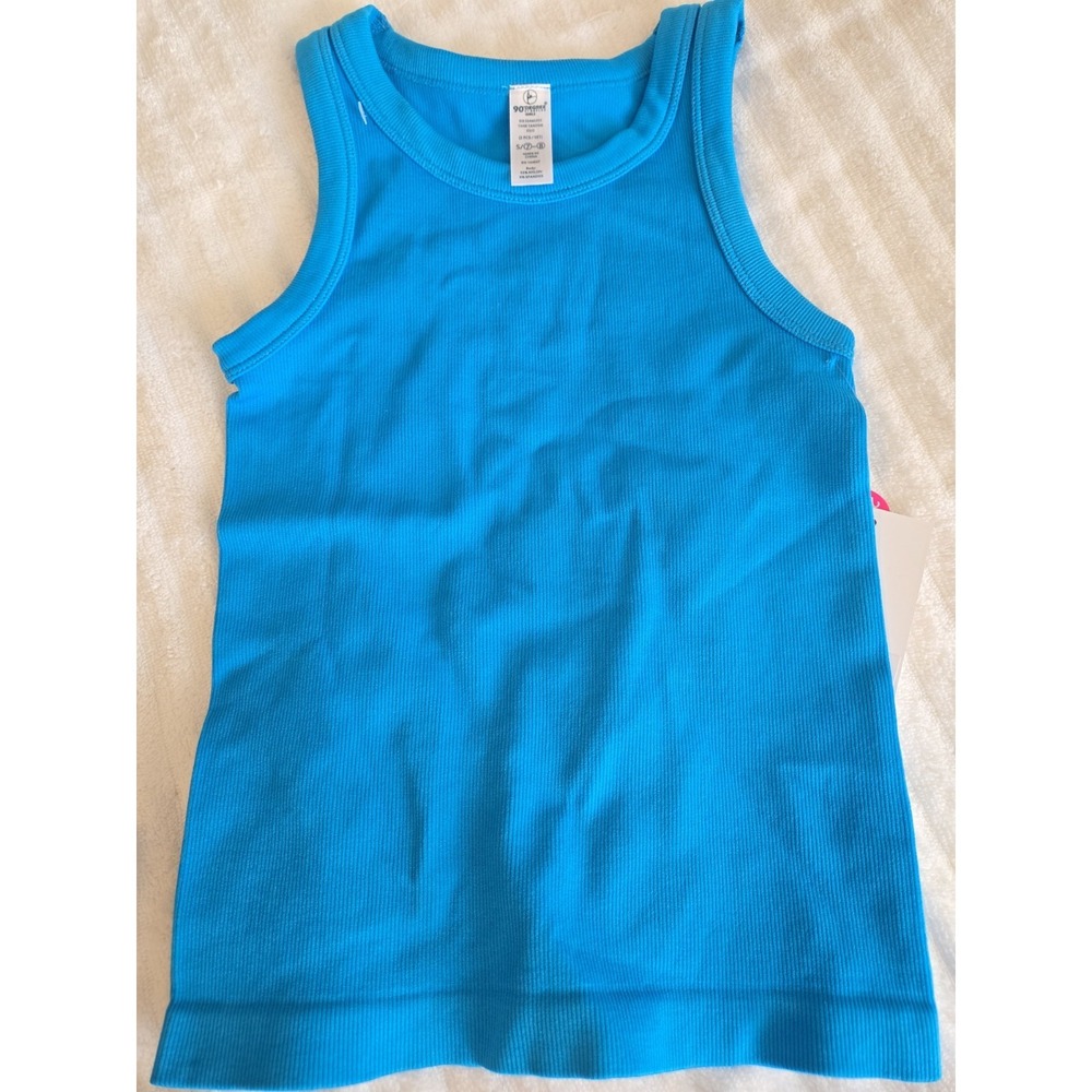 Atomic Blue‎ Ribbed Seamless Tank Girls Size 7/8 90 Degrees By Reflex